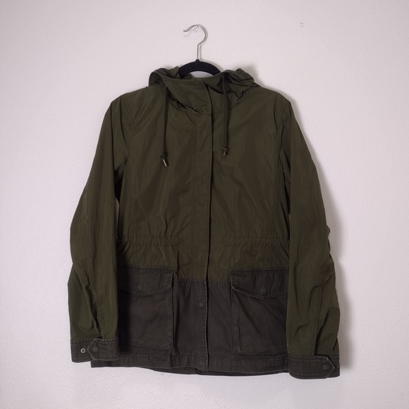 Uniqlo Army Green Utility Cinch Waist Hooded Parka Jacket Women's Size Medium - Picture 1 of 15